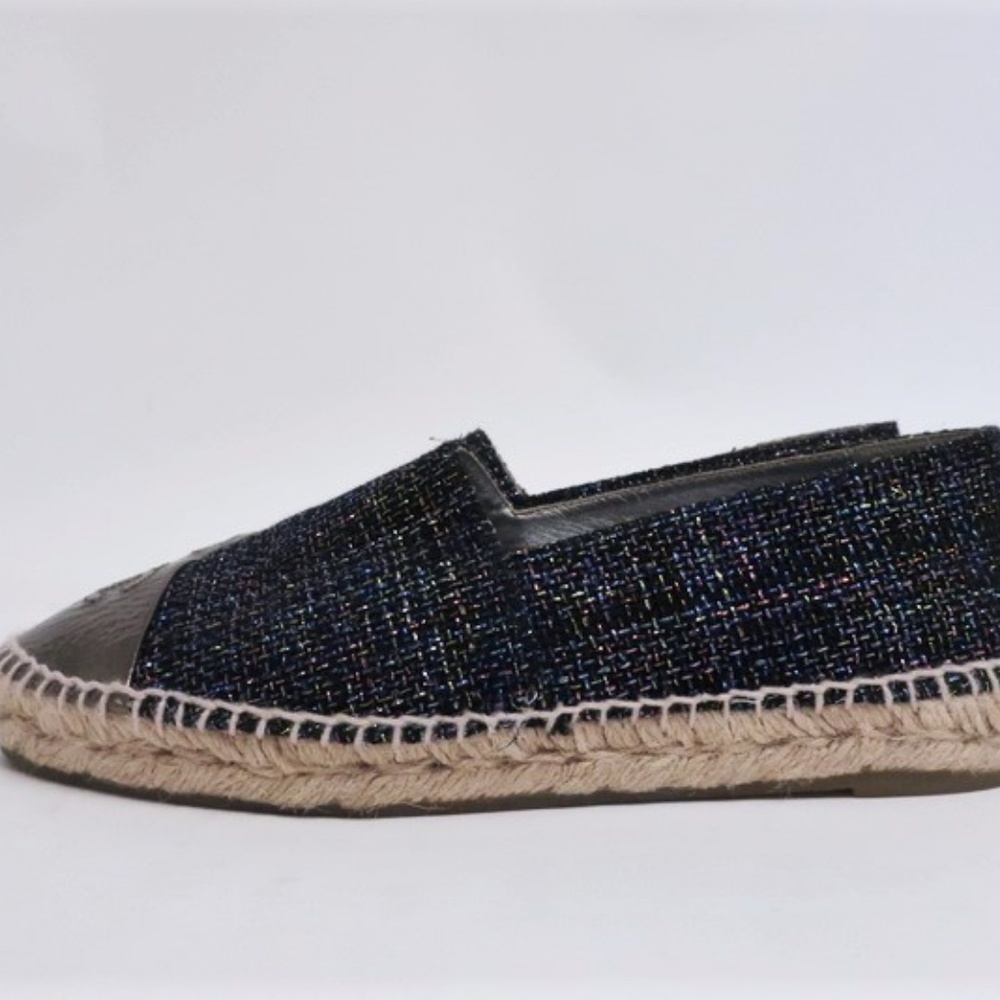 Chanel Metallic Tweed CC Cap Toe Espadrille Flats - Picture 2 of 8